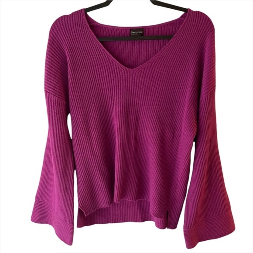 Free Press Purple Bell Sleeve Soft Sweater XXS NWT